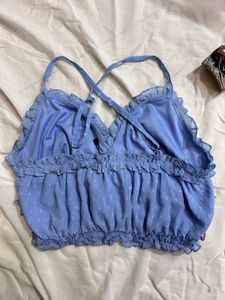 🦋Cami Blue Ruffled Strappy Top