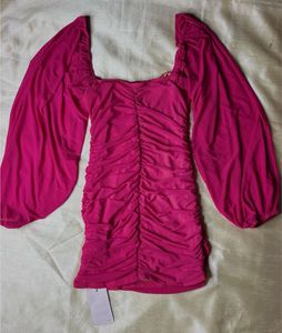 Chic Pink Ruched Bodycon Dress