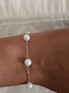 Elegant Pearl Chain Bracelet 925 silver