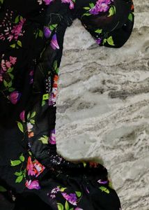 Chic Floral Print Square Neck Top