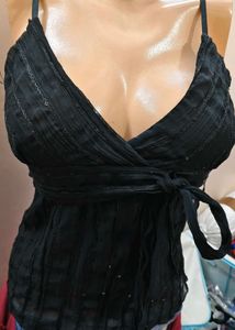 Chic Black Wrap Top
