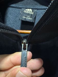 Adidas Black Velour Soft Zipup Track Jacket