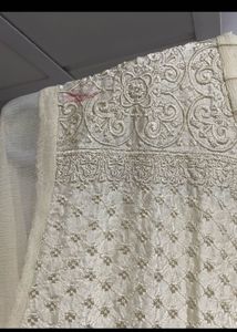 Elegant Cream Kurta Set with Pink Dupatta