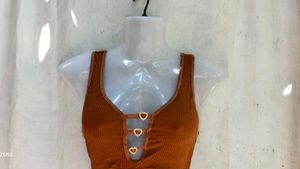 Ribbed Sports Bra with Heart Charms