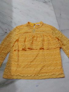 Yellow Lace Long Sleeve Top