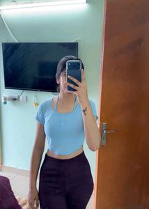 Ribbed Baby Blue Crop Top