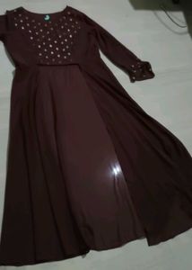 COFFEE BROWN CROP TOP KURTI AND PANT SET...