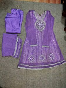 Lavender Embroidered Kurta Set