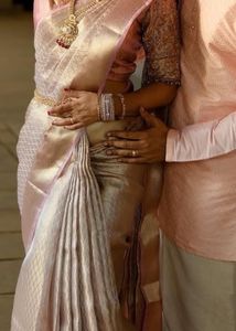 Baby Pink Brocade Saree🥻