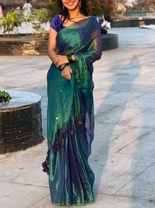 Royal Blue Tissue Silk Saree with Elegant Tassels