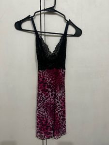 Pink Leopard Print Lingerie Dress