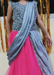 Stunning Pink &amp; Grey Lehenga Choli