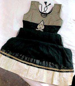 🖤 Elegant Black &amp; Gold Partywear Anarkali Dress