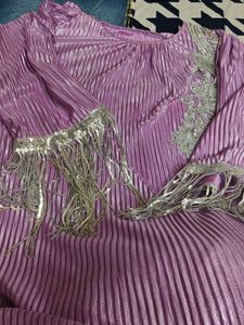 Elegant onion Pink suit set with Silver Accents