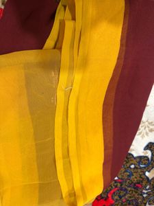 Elegant Maroon &amp; Gold Border Saree