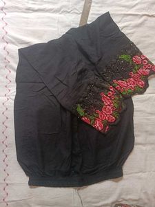 Embroidered Black Pants