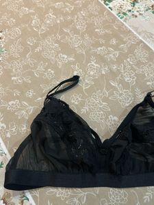 Sheer Black Lacy Bralette- 34 B