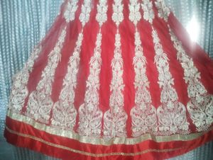 Red &amp; Gold Embroidered Lehenga Choli