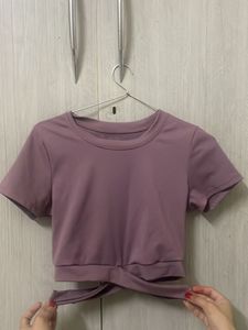 Mauve Twist-Hem Cropped Top