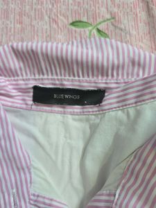 White &amp; Pink Floral Embroidered shirt for ladies
