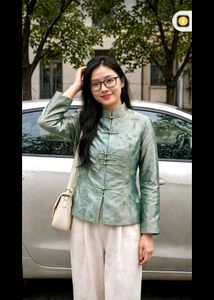Sage silk chinese o japanese jacket 🥀💅