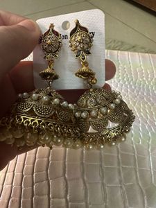 Vintage Rajasthani bridal Gold pearl Jhumka