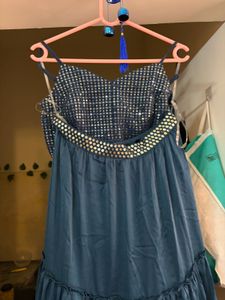elegant royale blue skirt and blouse small size
