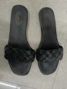 Stylish Black Braided Slides