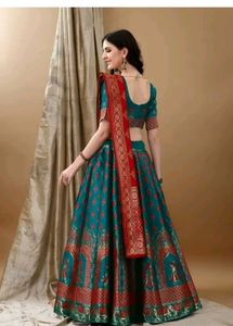 Blue Brocade Lehenga Choli Set