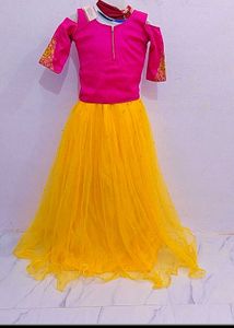 Pink &amp; Yellow Lehenga Choli Set