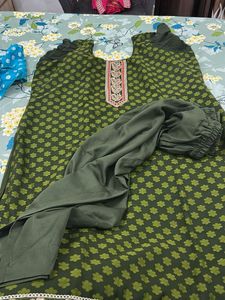 Green Printed Kurta Suit