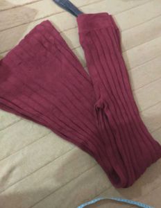 Maroon Ribbed Knit Leggings