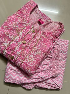 Charming Pink Printed Kurta Set