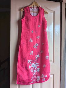 Biba Vibrant Pink Floral Sleeveless Kurta