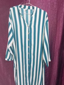 Striped Button-Down Tunic Top