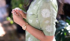 Elegant Green Printed organza Kurta