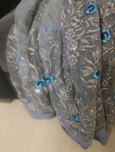 Grey Embroidered Saree cloth 3meter