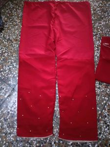 Red Anarkali Gown with Embellished Neckline