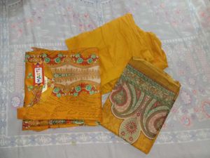 Mustard Printed Pakistani Kurti Set