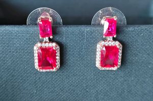 Dazzling Red Gemstone & Diamond Earrings