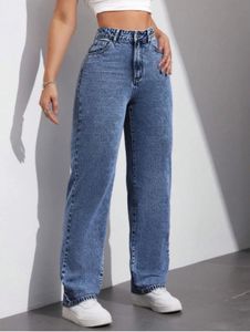 High Waist Straight Leg Blue Jeans 👖