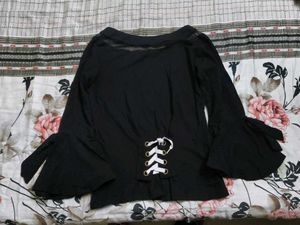 Chic Black Bell Sleeve Top