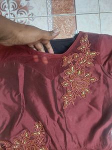 Burgundy Dress with Embroidery