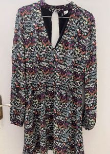 Chic Floral Print Long Sleeve Dress