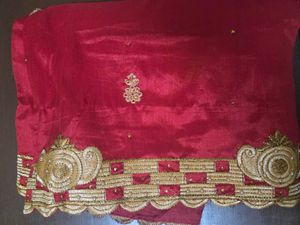 Elegant Red Embroidered Saree with golden blouse