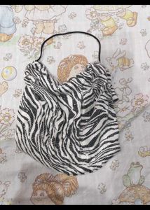 Y2k cowl neck sequin zebra print top