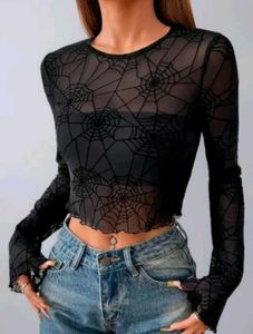 Cobweb Mesh Crop Top(sheer)