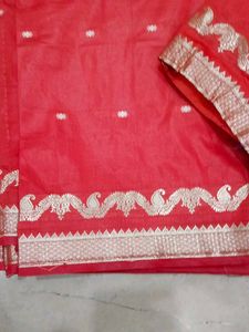 red silk saree
