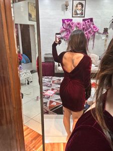 Burgundy Velvet Bodycon Mini Dress