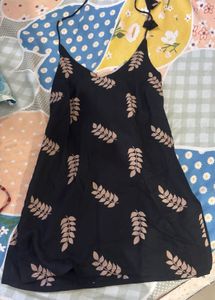 Stylish Black Leaf Print Halter Neck Kurta